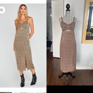 Gentle Fawn Boutique Satin Cut Out Midi Dress. Small.